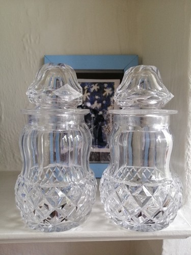Pair heavy cut glass - heavy,