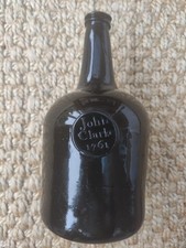 Rare English Sealed Dated Wine Bottle 18th century Antique John Clarke 1761
