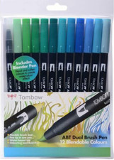 Tombow ABT Dual Brush Pen Ocean Colours Set of 12
