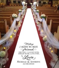 Personalised WEDDING AISLE RUNNER. Church/Venue Carpet Decoration. 20ft - 30ft