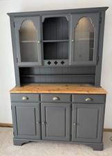 Ducal pine dresser with top glass display cabinet - No Reserve