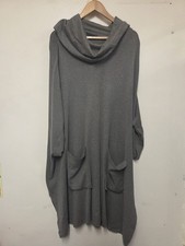 OSKA Ladies Cashmere & Cotton Blend Taupe Jumper Dress Size 0/UK 8 CG T21