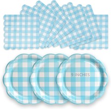 50Pcs Blue Gingham Paper