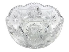 Heavy cut Glass Bowl Thick scalloped rim Snack Bowl antique Edwardian style