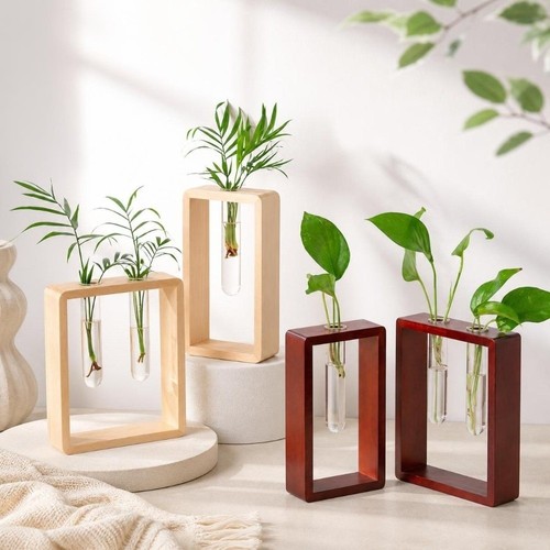 Wooden frame glass vase - frame,