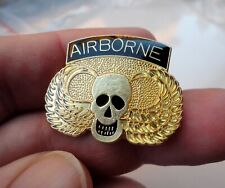 Pre-Owned Airborne Skull Wings Lapel Pin Badge Trooper Military