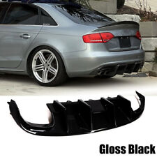 For Audi S4 A4 S Line B8 2008-2012 Gloss Black Rear Bumper Diffuser Lip Spoiler