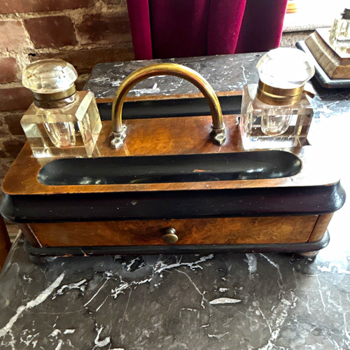 Vintage wooden double desktop - vintage,
