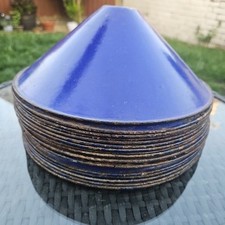 Vintage French 10" Blue Enamelled Electric Lamp Shades 16 Available 