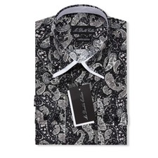 MENS BROWN ITALIAN DOUBLE COLLAR SHIRT SMART CASUAL FORMAL LONGSLEEVE