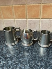 3 Childrens  Pewter  Tankards
