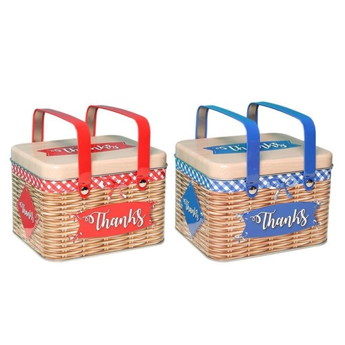 Cookie tin farmhouse square - tin,