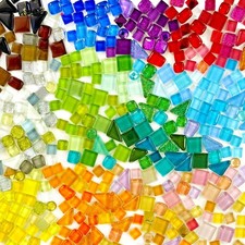 500g 340 Piece Glass Mosaic Tiles for Crafts Bulk – Mini, Multicolour 01 