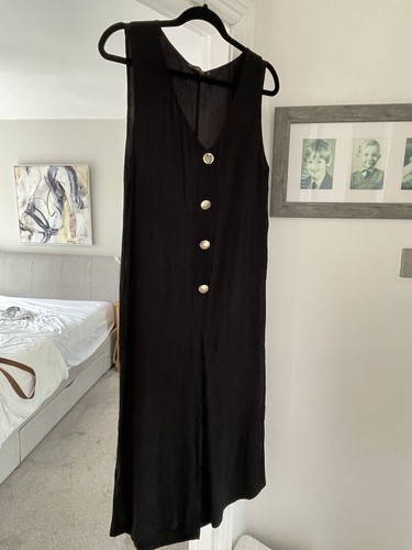 Zara black crinkle jumpsuit - black,