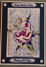 HANDCRAFTED CARD HAPPY MOTHER'S DAY FLOWER ROSE BOOKMARK THINKING OF YOU