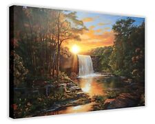 Waterfall Sunrise Oil Painting