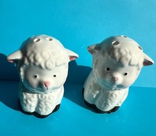 Sweet Novelty Vintage Ceramic Sheep Salt & Pepper Set, Cruet, Shakers.