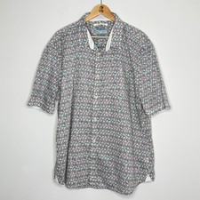 Mantaray Classic Car Print 100% Cotton Button-Up Shirt XXXL Men’s White Slim Fit