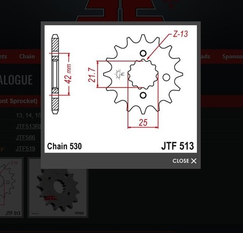 Pinion jtf 513 tooth for - -,