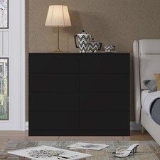 8 Drawer Chest of Drawers Scandinavian Handleless Bedroom Furniture Matt Black