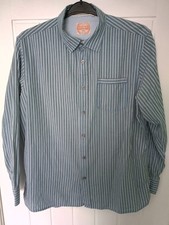 Mantaray Blue, Beige & Brown Striped  Shirt - Large - Pure Cotton 