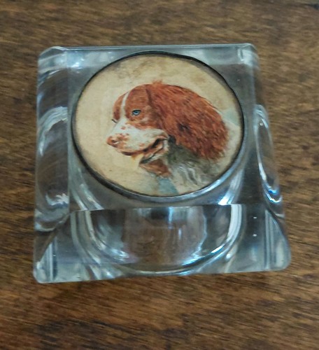 Antique 1910 glass paperweight - 1910,