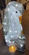 Lumineo 47cm LED Acrylic Penguin with Baby Christmas Decoration. Boxed