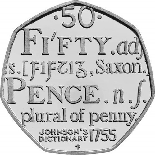Pence coin samuel johnson - 50, johnson's