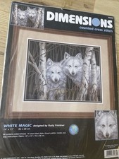 Dimensions White Magic- Cross Stitch Kit - New Wolf USA Native American 35035