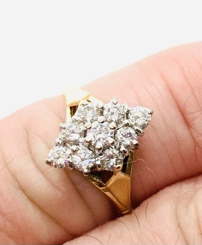 18ct gold diamond cluster ring - gold,