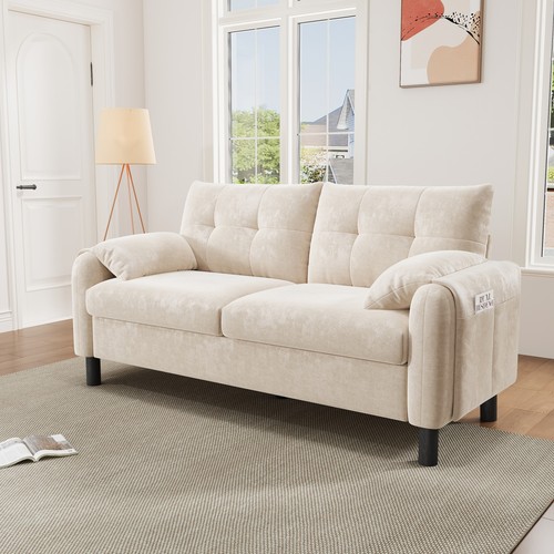 Seater sofa beige chenille - 2,