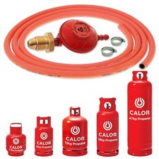 PROPANE GAS BOTTLE REGULATOR WITH 3M ORANGE FLEXIBLE HOSE & CLIPS POL SCREW IN