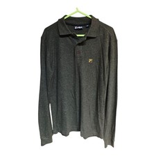 FILA Gold Mens Long Sleeve Polo Shirt Small Charcoal Grey Cotton P2P 20" 
