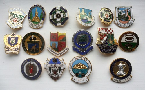 Bowling club enamel badges - club,