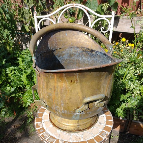 Antique coal bucket brass - coal,