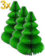 3 x Large Christmas Tree Party Green Honeycomb Paper Tablescape Table Decoration