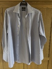 Chester Barrie Savile Row Men's Blue White Stripe Long Sleeved Shirt Size 17/43