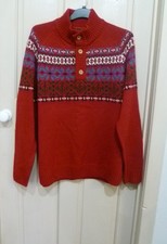 COTTON TRADERS MENS RED FAIRISLE NORDIC ACRYLIC MIX JUMPER 2XL 56" CHEST BNWOT