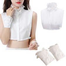 Women False Collar Necklace Removable Fake Choker Ruffles Detachable Lapel Shirt
