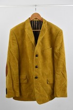 William Hunt Saville Row Gold Yellow Cord Elbow Patch Blazer Jacket, Size 44/54R