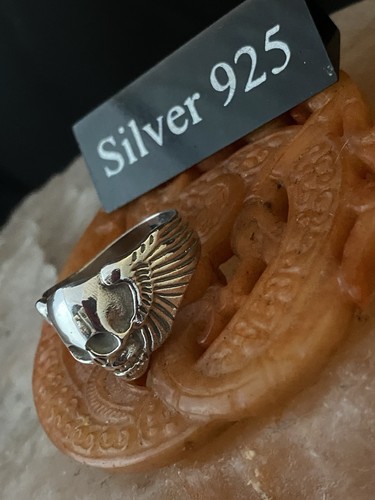 Solid silver skull and - solid, wings