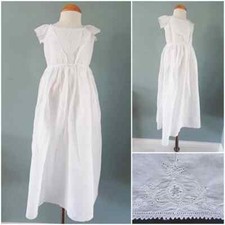 Antique Childs Dress Gown Victorian Ayrshire Embroidered White Work Floral c1840