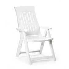White Outdoor Foldable Plastic Garden Chair Patio Furniture With Adjustable Back