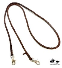 Braided Leather Roping Reins 4 Plait Dark Oil Mexico Made New Free Ship