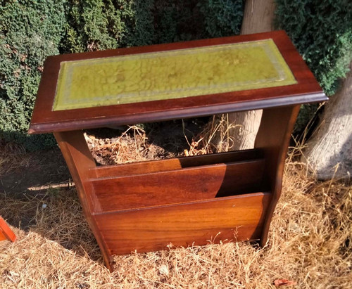 Vintage mahogany green leather