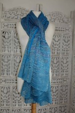 Blue bandhani printed shawl, Indian Bollywood sarong, dupatta  new SKU16285
