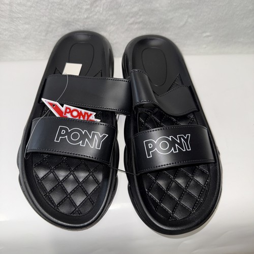 Pony black slides sandals - pony,