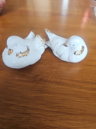 Two ceramic dove - dove, gold