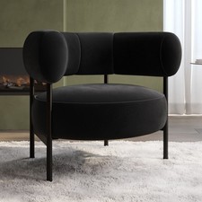Black Velvet Curved Armchair -