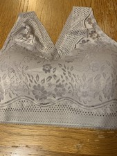 Grey Lace Pull On Bra Says 2XL
